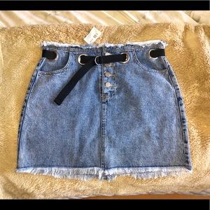 NWT Honey Punch Distressed Denim Skirt L
